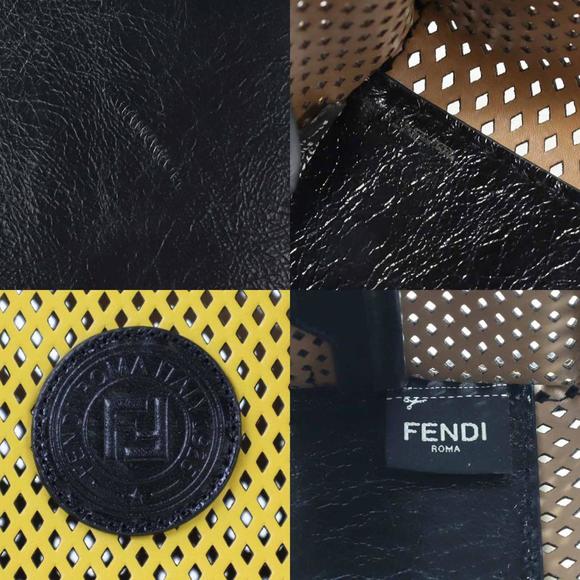 Fendi FENDI Bag Cover Peek-A-Boo Small Leather Yellow x Black Unisex - Picture 4 of 5